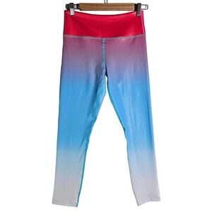 Zyia Active‎ Firecracker Light N Tight Crop Leggings 6-8 Blue Pink White Ombre